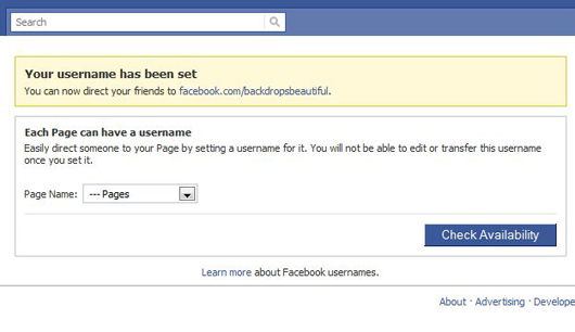 Facebook Page Username Setup Step 2