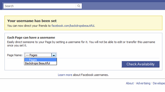 Facebook Page Username Setup Step 3