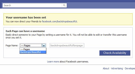 Facebook Page Username Setup Step 4