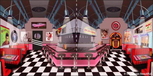 Backdrops: Diner Inside 2 Panel