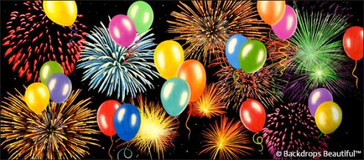 Backdrops: Fireworks Balloons 6